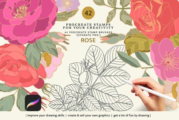 Adding Romantic Flair to Digital Art with Rose Stamp Procreate Brushes