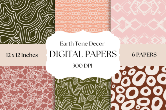 Earth Tone Decor Digital Papers for Rustic Design