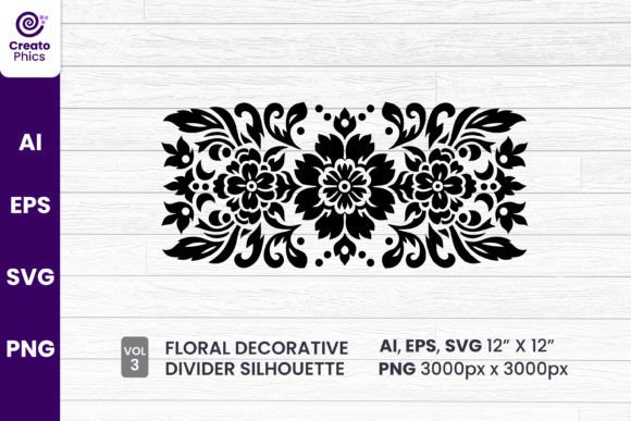 Elegant Floral Decorative Divider Silhouette 3