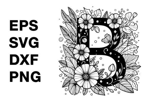 Elegant Letter B with Floral Border