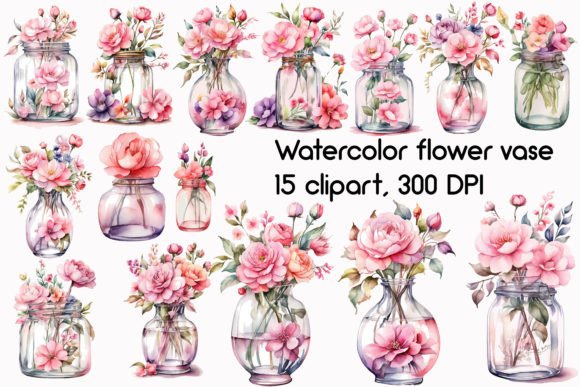 Elevating Creative Projects with a Watercolor Flower Vase Clipart Bundle