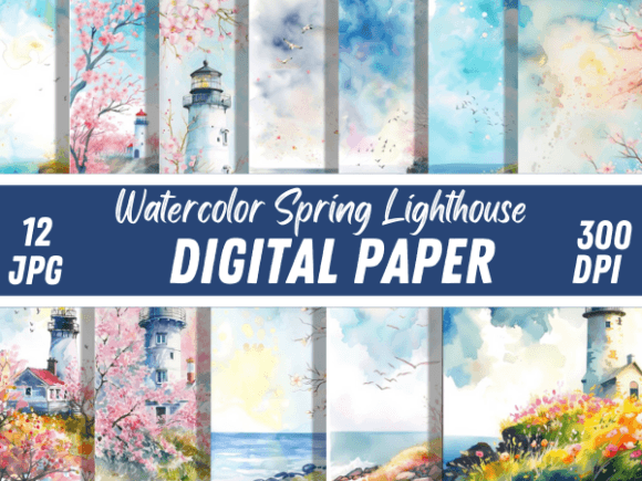 Elevating Creative Projects with the Watercolor Spring Lighthouse Papers Set