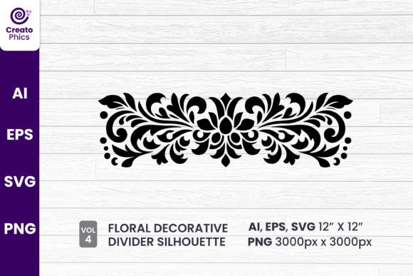 Elevating Design Projects with Floral Decorative Divider Silhouette 4