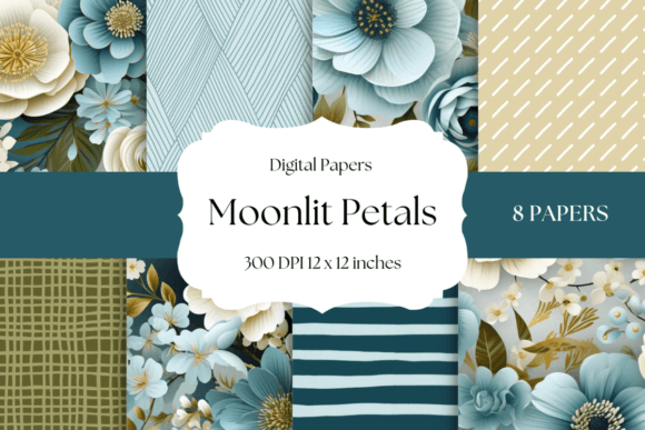 Elevating Design Workflows with Moonlit Petals - Blue Floral Backgrounds