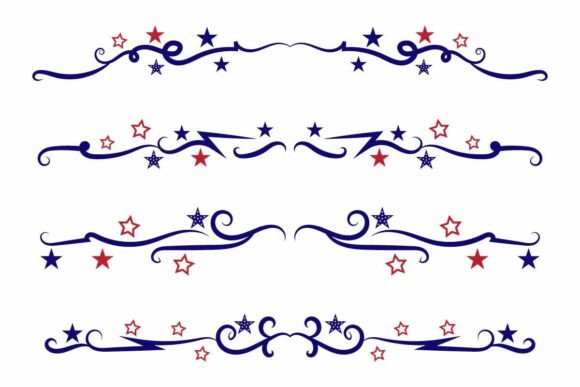 Elevating Independence Day Designs with Patriotic Flourish July 4th Swirl Ornate Assets