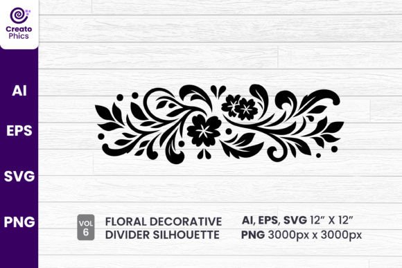 Enhancing Designs with Floral Decorative Divider Silhouette 6