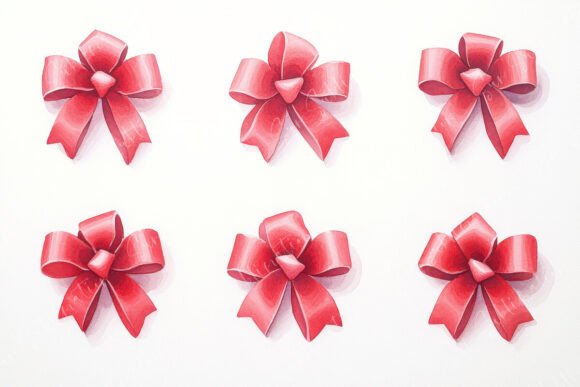Evaluating Red Decorative Bows Arranged in Grid for Professional Design Workflows