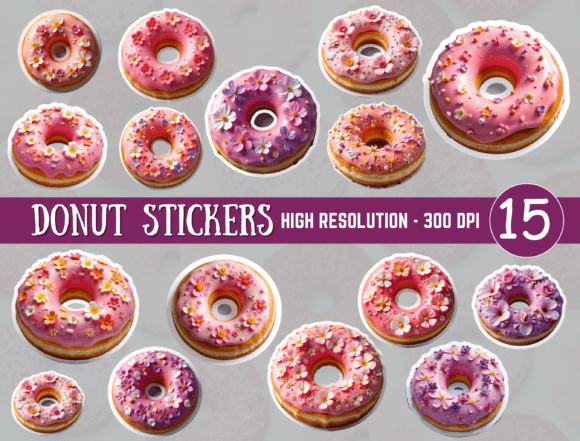Floral Donut Stickers, Decorative Donuts: A Unique Fusion of Art and Design