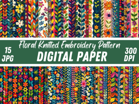 Floral Knitted Embroidery Paper Patterns