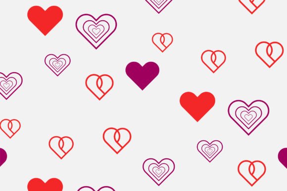 Hearts Love Decorative Pattern: Hand-Drawn Digital Art