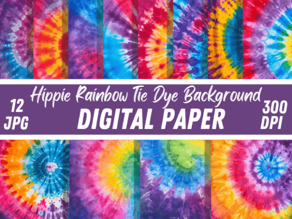 Hippie Rainbow Tie Dye Digital Papers