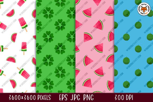 Juicy Watermelon Seamless Patterns for Summer Designs