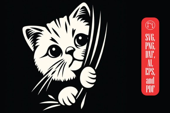 Peeking Cat SVG Cut File for Whimsical DIY Projects