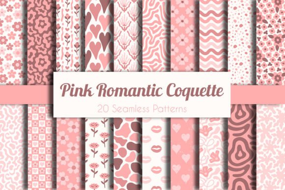 Pink Romantic Coquette Seamless Patterns