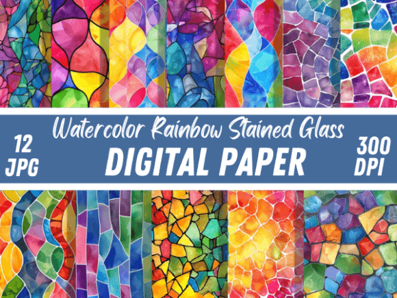 Watercolor Rainbow Stained Glass Pattern Guide